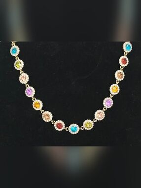 Multicolor Rhinestone Halo Choker Necklace